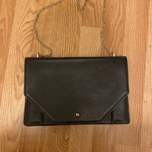 Black faux leather crossbody leather bag